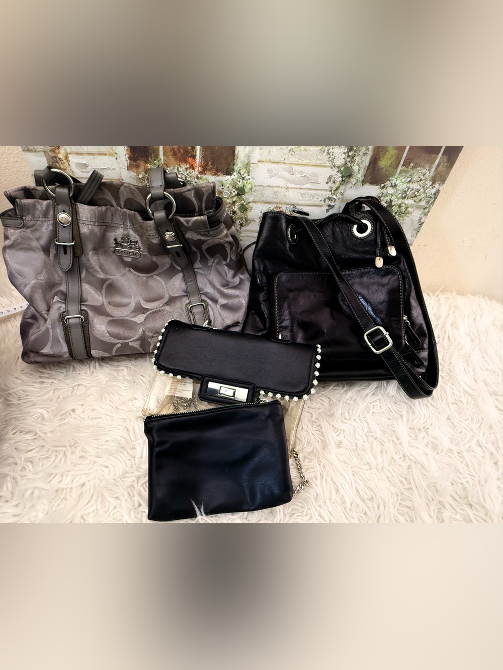 Coach Black and Gray Signature Shoulder Bag Collection